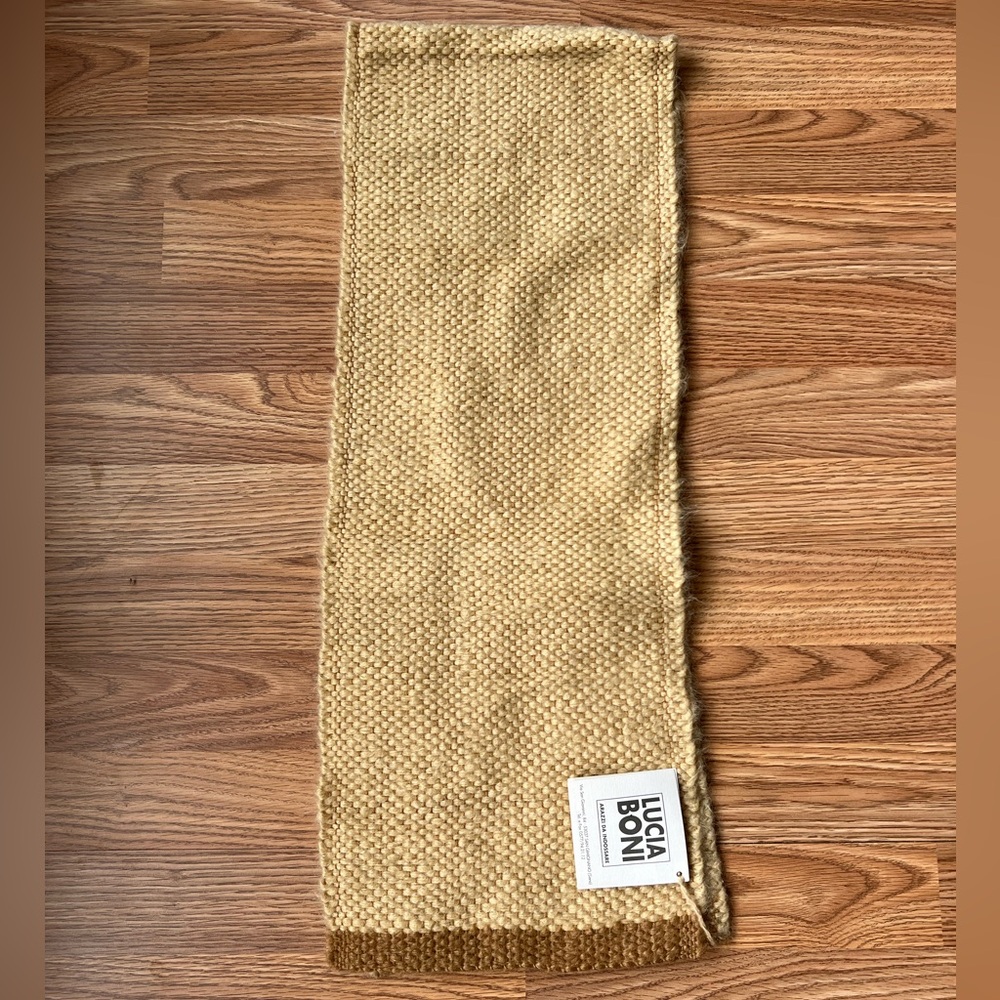 Lucia Boni Wool Mohair Tan Cream Scarf Handmade in Italy